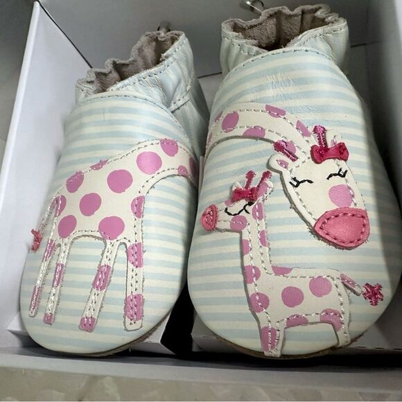 NWT Robeez Giraffe Reach for the Stars Soft Soles Stripe Baby Infant Crib Shoes - Picture 5 of 9